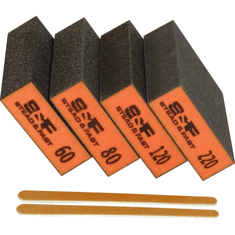 S&F STEAD & FAST Sanding Sponge, 60 80 120 220 Coarse Medium Fine Grit Sanding Block, Sander Sponges for Drywall Metal, Sandpaper Sponge Sanding Blocks for Wood 4 Pcs by S&F STEAD & FAST - Image 1